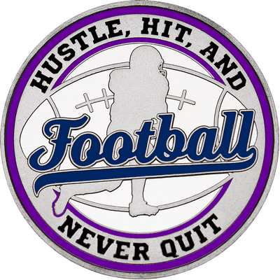Navy Blue "Football" with Purple Outer Circular Borders